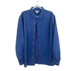 Carbon 2 Cobalt Blue Micro Dot Button Down Shirt Mens XL Long Sleeve Outdoor